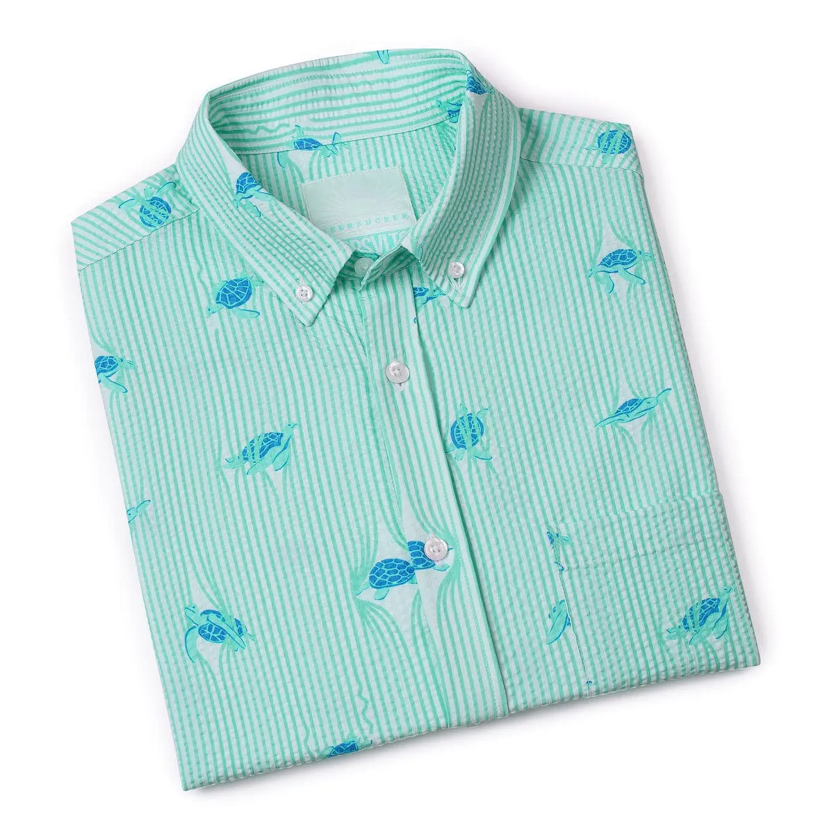 Sea Turtles – Stretch Seersucker Short Sleeve Shirt