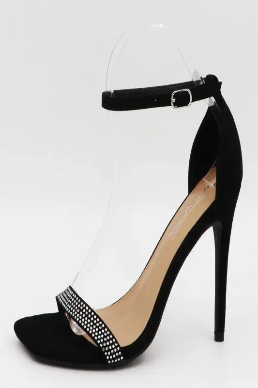 Single Rhinestone Banded Heel with Ankle Strap