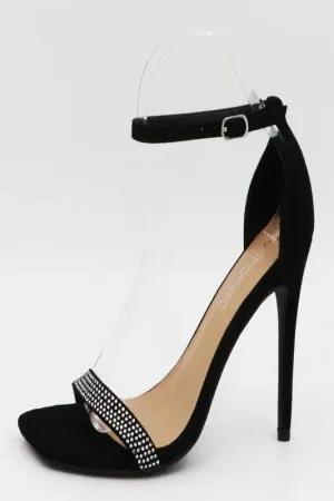 Single Rhinestone Banded Heel with Ankle Strap