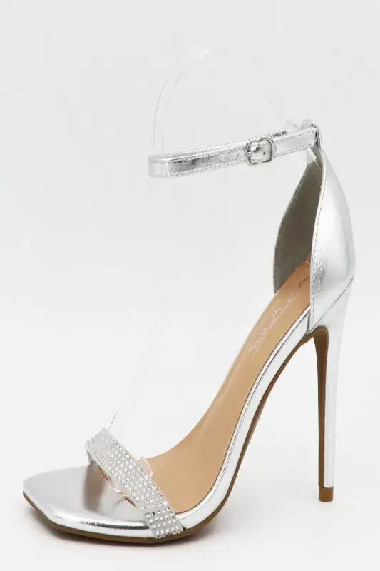 Single Rhinestone Banded Heel with Ankle Strap
