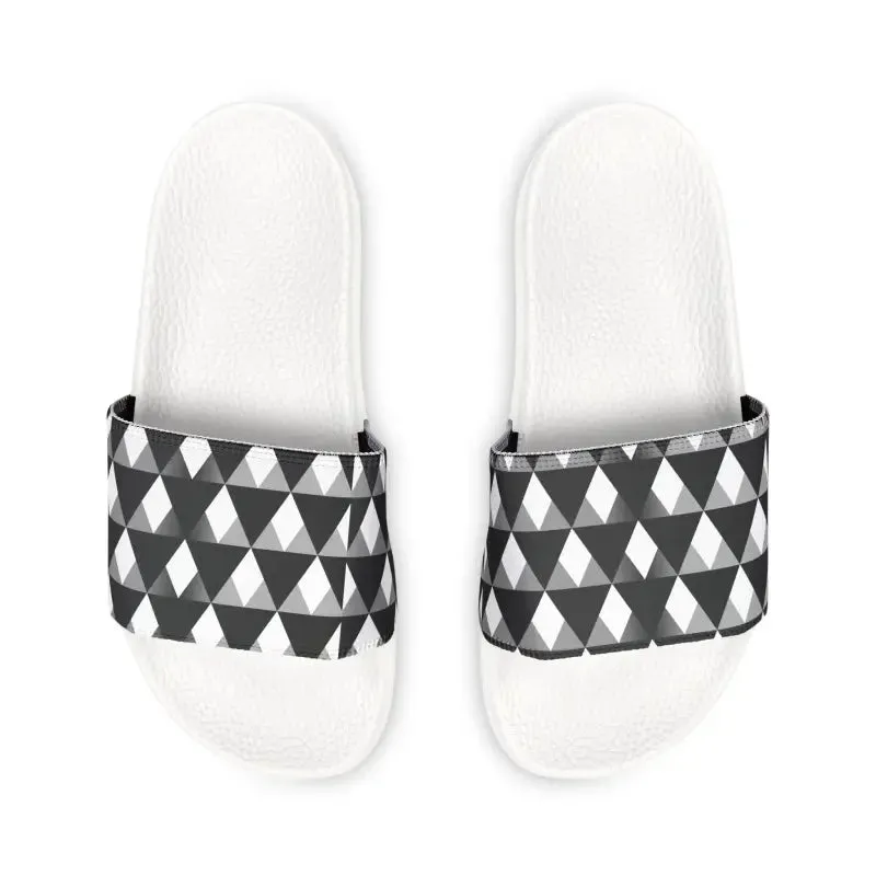 Sizzling Summer Mens Pu Slide Sandals White Pattern