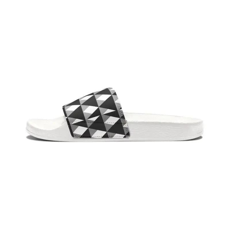 Sizzling Summer Mens Pu Slide Sandals White Pattern