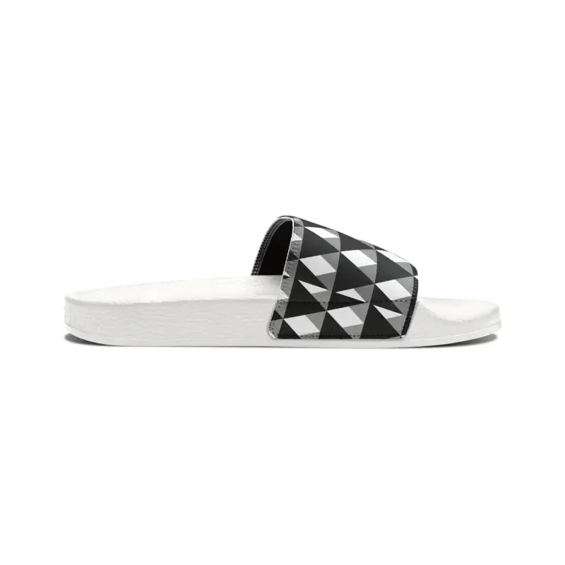 Sizzling Summer Mens Pu Slide Sandals White Pattern