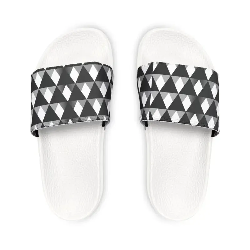 Sizzling Summer Mens Pu Slide Sandals White Pattern