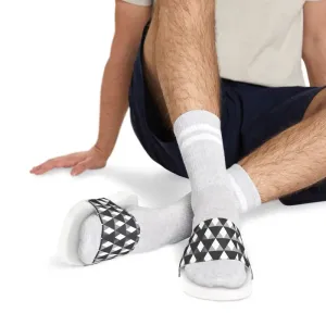 Sizzling Summer Mens Pu Slide Sandals White Pattern
