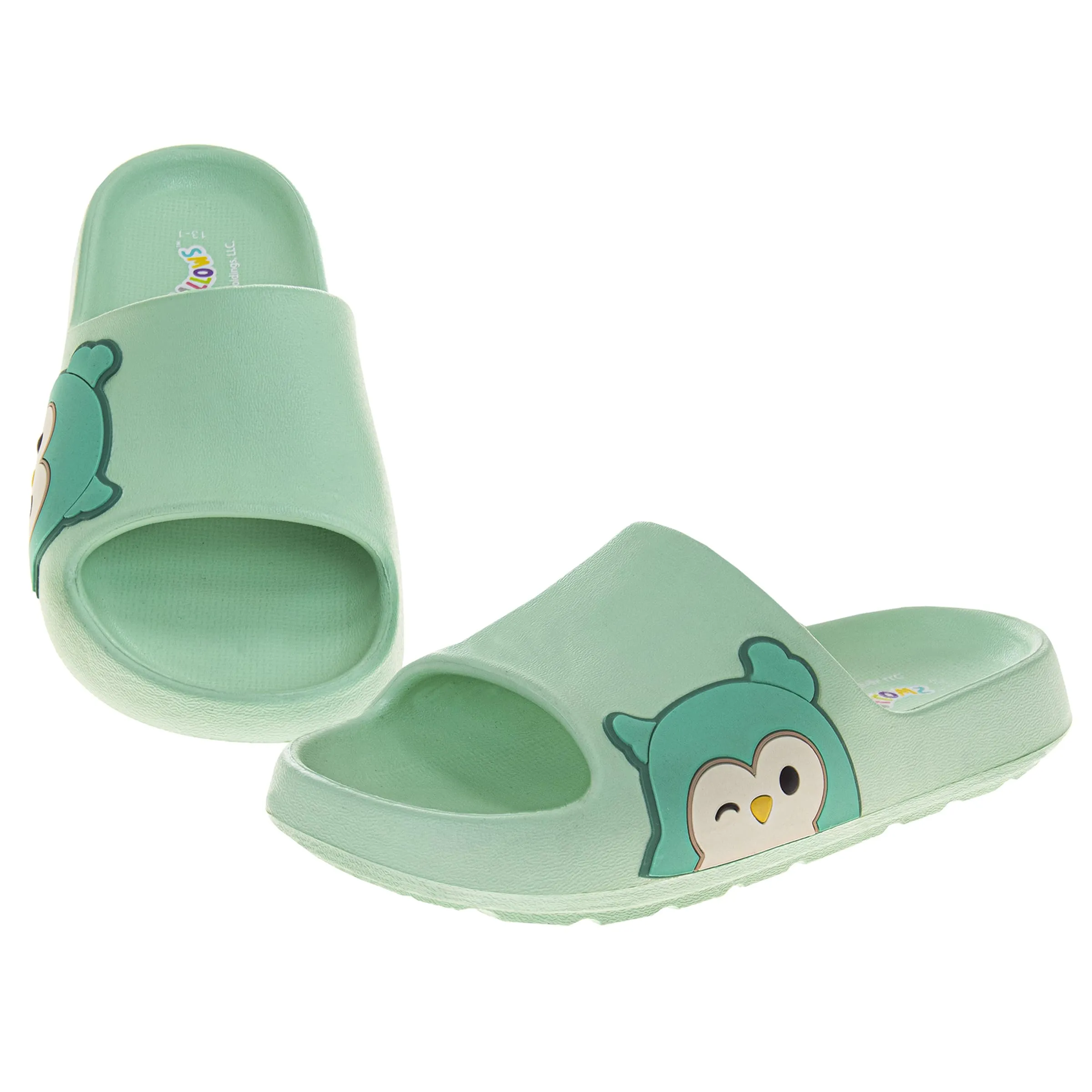 Squishmallows Character Slides Open Toe Sandals Kids Girls and Boys Summer Beach Water Pool Shoes (Winston Owl) (sizes Little Kid - Big Kid)