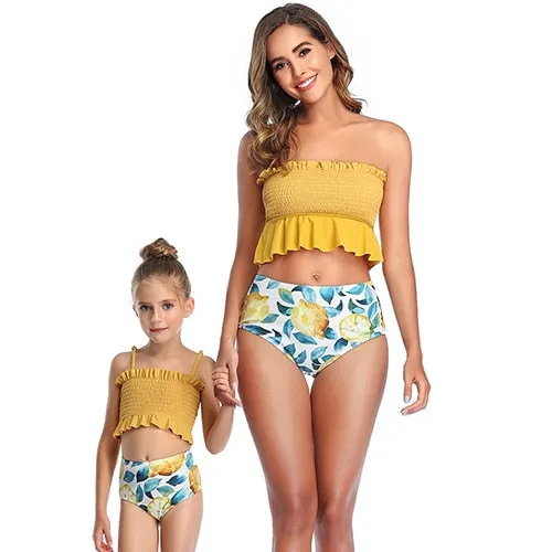 Summer Backless Bikini One-Piece Swimsuit Family Matching Swimwear