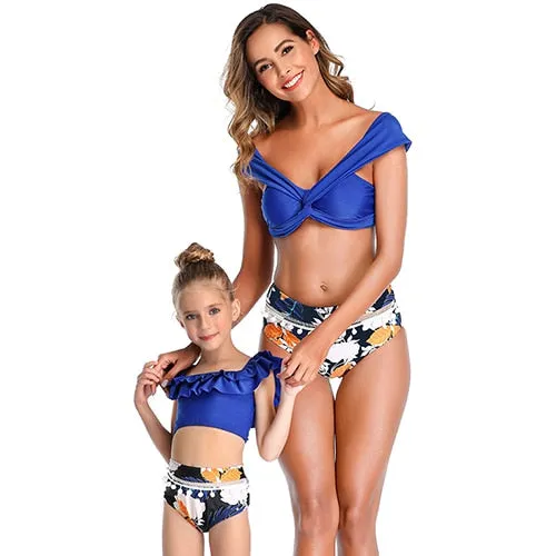 Summer Backless Bikini One-Piece Swimsuit Family Matching Swimwear