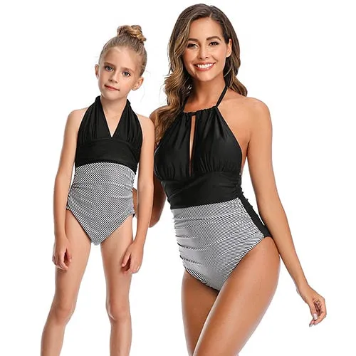 Summer Backless Bikini One-Piece Swimsuit Family Matching Swimwear