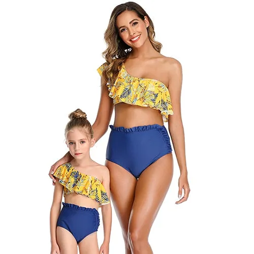 Summer Backless Bikini One-Piece Swimsuit Family Matching Swimwear