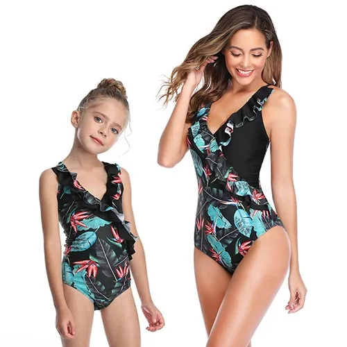 Summer Backless Bikini One-Piece Swimsuit Family Matching Swimwear