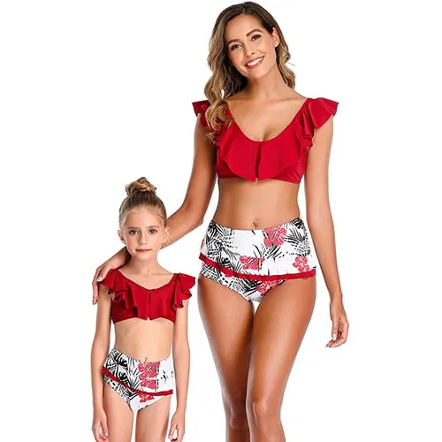 Summer Backless Bikini One-Piece Swimsuit Family Matching Swimwear