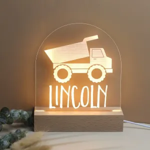 Tipper Truck Acrylic Night Light - Square Base