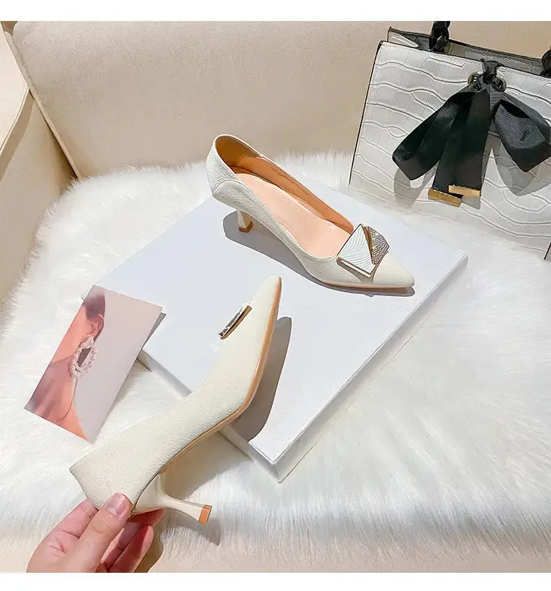 Toe Sequins Fine Heeled High Heels Elegant Sexy Ladies Sandals Wedding Shoes Banquet Shoes Women's Shoes