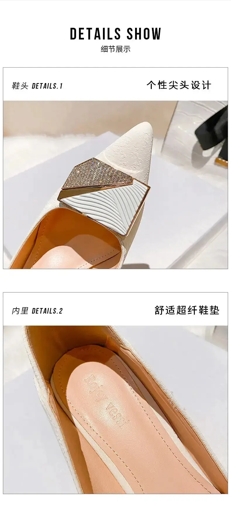 Toe Sequins Fine Heeled High Heels Elegant Sexy Ladies Sandals Wedding Shoes Banquet Shoes Women's Shoes