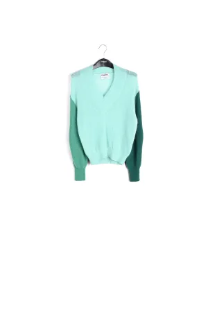 Turquoise v-neck mohair-blend sweater