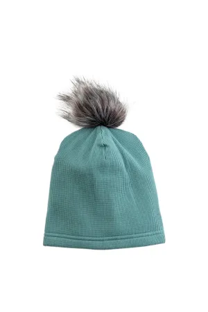 Waffle Pom Pom Hat - Smoke Blue