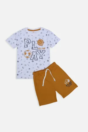 WHITE & MUSTARD PRINTED SUIT - PLAY ALL DAY