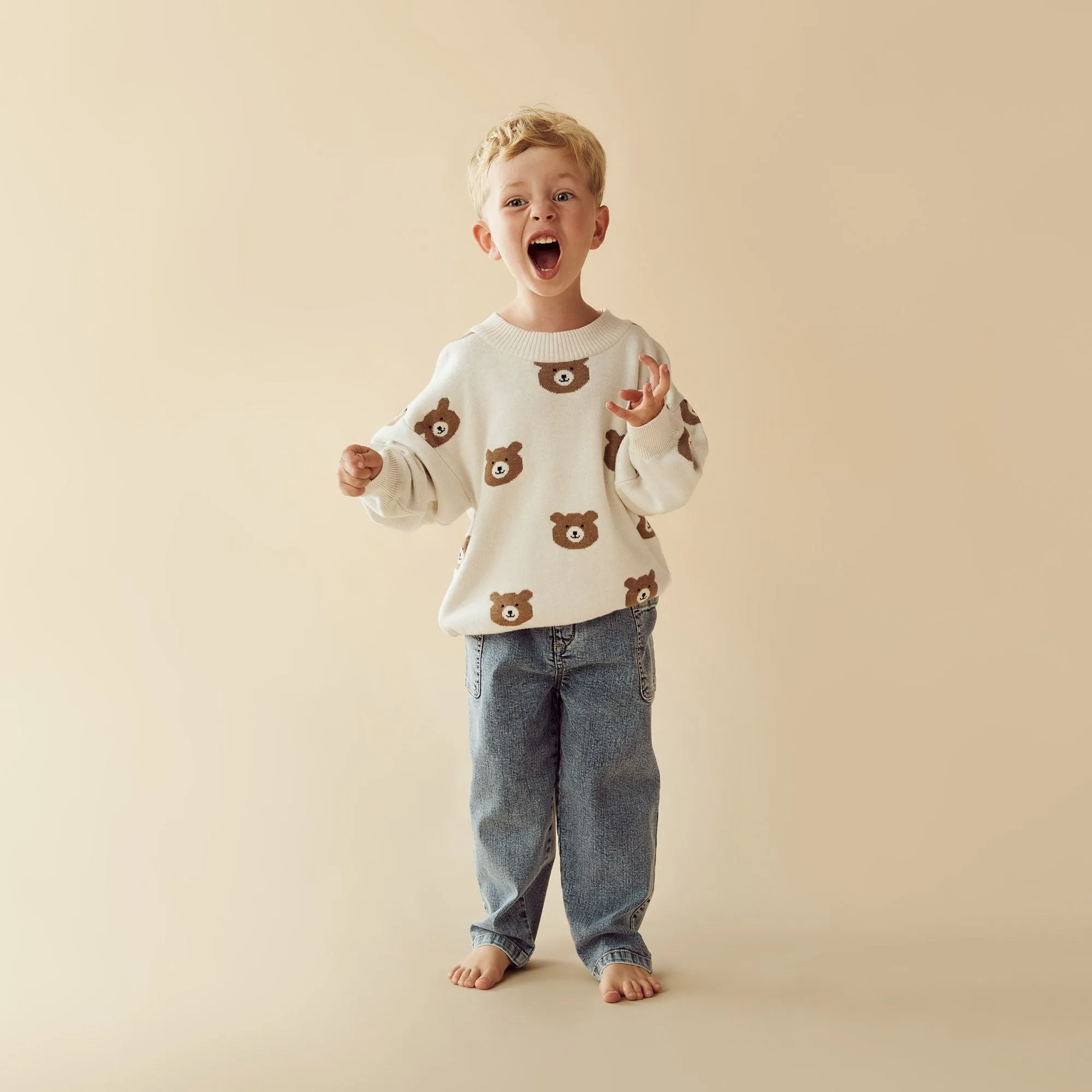 Wilson & Frenchy | Organic Knitted Jacquard Jumper - Beary Cute