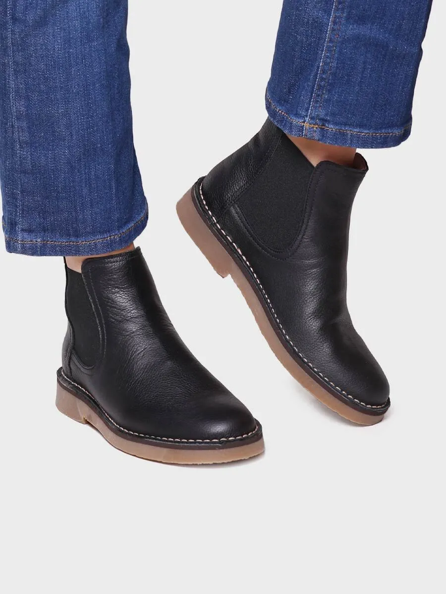 Women's Leather Ankle boot in Black - ISA-PO