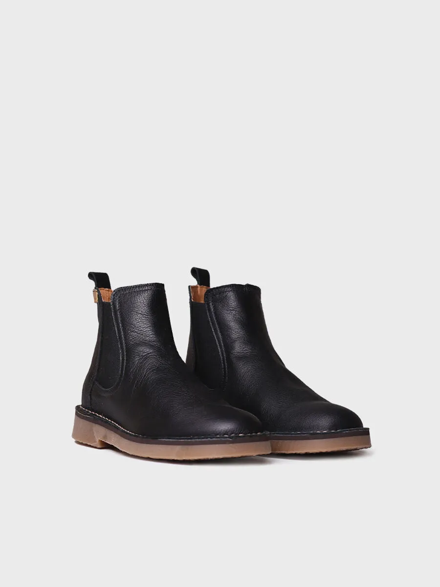 Women's Leather Ankle boot in Black - ISA-PO