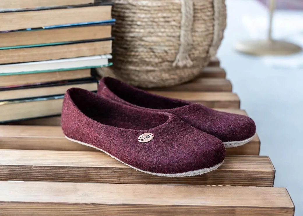 WoolFit® Ballerina Slippers, dark cherry