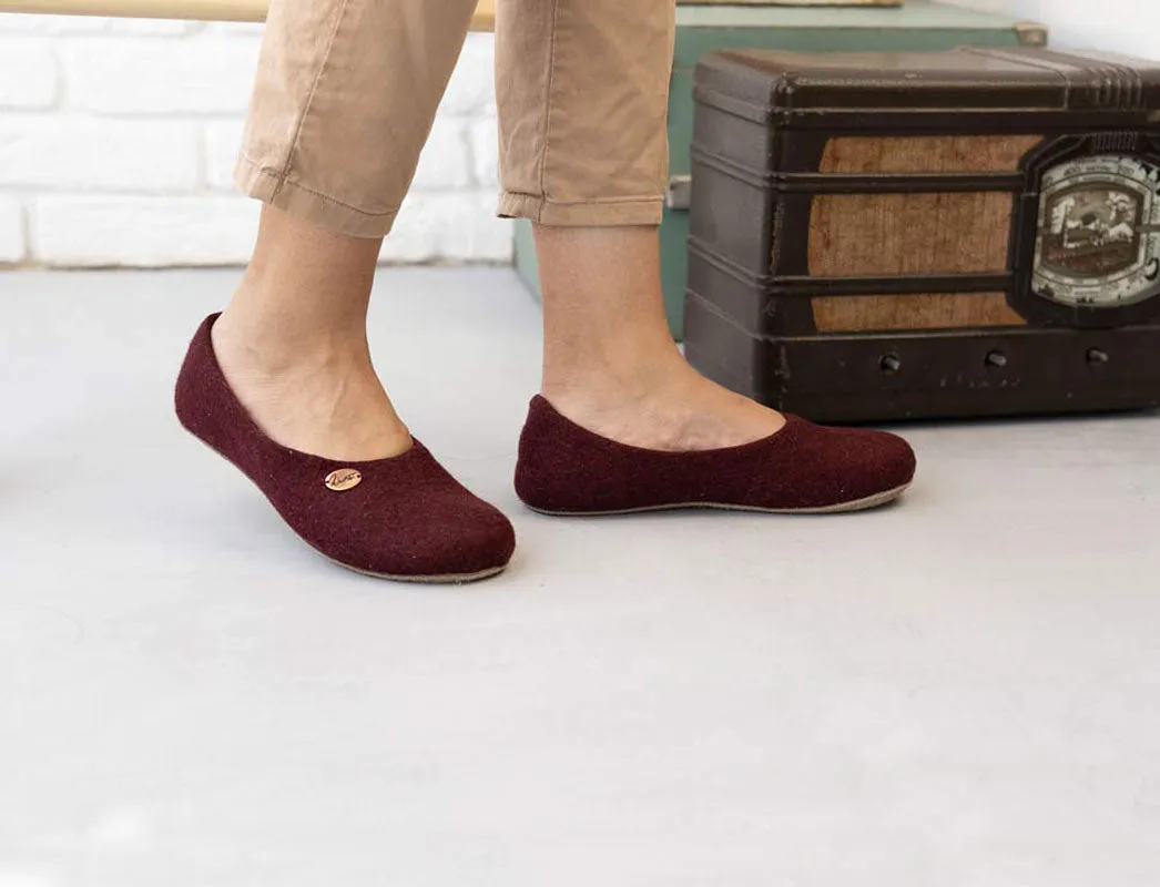 WoolFit® Ballerina Slippers, dark cherry
