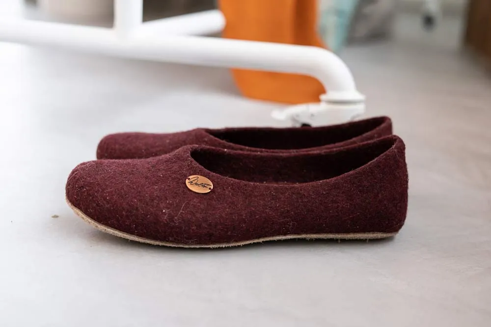 WoolFit® Ballerina Slippers, dark cherry